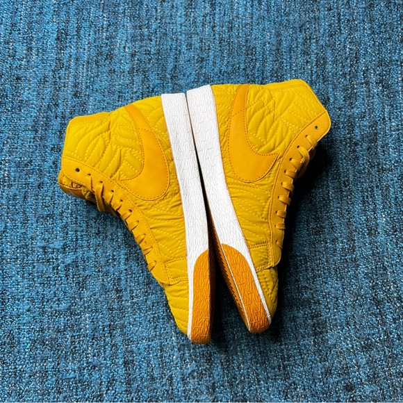 Nike Blazer Mid Quilted Sneakers in Mustard Yellow White - Picture 6 of 9